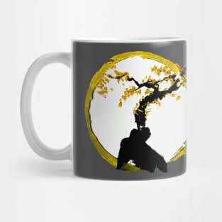 gold and yellow tree of success - Enso circle inspired bonsai tree gift Mug